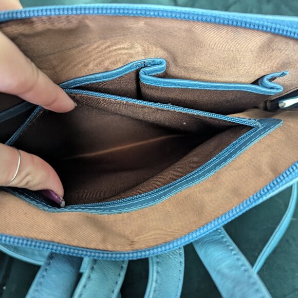 ili New York Jeans Blue Distressed Leather Backpack LNWOT - Picture 7 of 8